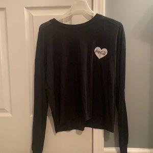 Coca Cola Black Long Sleeve Crop Tee